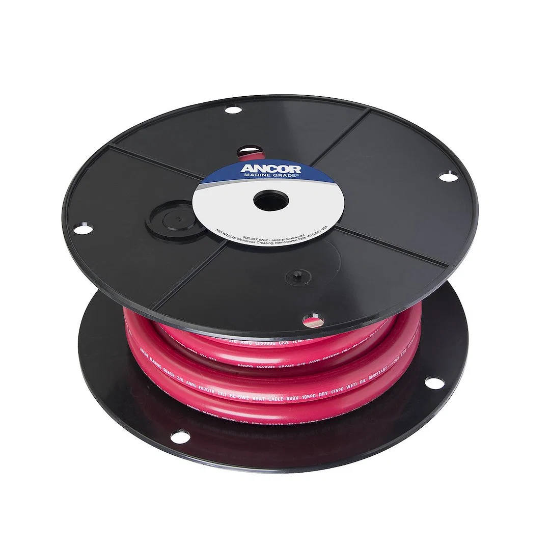 117502 – ANCOR Battery Cable, Without Terminal Red Positive Tinned Copper Conductor/ PVC Insulation 25 Foot Spool 2/0...